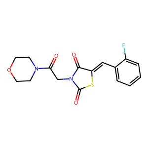(5E)-5-(2-fluorobenzylidene)-3-[2-(morpholin-4-yl)-2-oxoethyl]-1,3-thiazolidine-2,4-dione structure