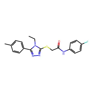 2-{[4-ethyl-5-(4-methylphenyl)-4H-1,2,4-triazol-3-yl]sulfanyl}-N-(4-fluorophenyl)acetamide structure