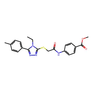 methyl 4-(2-((4-ethyl-5-(p-tolyl)-4H-1,2,4-triazol-3-yl)thio)acetamido)benzoate structure
