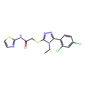 2-[[5-(2,4-dichlorophenyl)-4-ethyl-1,2,4-triazol-3-yl]sulfanyl]-N-(1,3-thiazol-2-yl)acetamide structure