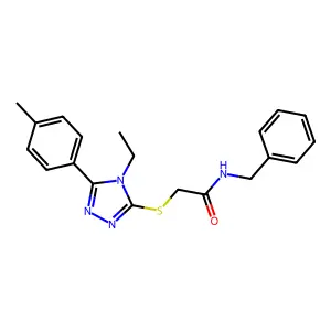 N-benzyl-2-[[4-ethyl-5-(4-methylphenyl)-1,2,4-triazol-3-yl]sulfanyl]acetamide structure