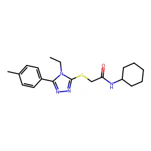 N-cyclohexyl-2-[[4-ethyl-5-(4-methylphenyl)-1,2,4-triazol-3-yl]sulfanyl]acetamide structure