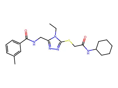 N-[(5-{[2-(cyclohexylamino)-2-oxoethyl]sulfanyl}-4-ethyl-4H-1,2,4-triazol-3-yl)methyl]-3-methylbenzamide structure