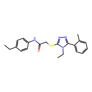 2-[[4-ethyl-5-(2-methylphenyl)-1,2,4-triazol-3-yl]sulfanyl]-N-(4-ethylphenyl)acetamide structure
