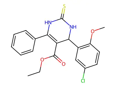 ethyl 6-(5-chloro-2-methoxyphenyl)-4-phenyl-2-sulfanyl-1,6-dihydropyrimidine-5-carboxylate structure