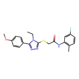 2-[[4-ethyl-5-(4-methoxyphenyl)-1,2,4-triazol-3-yl]sulfanyl]-N-(5-fluoro-2-methylphenyl)acetamide structure