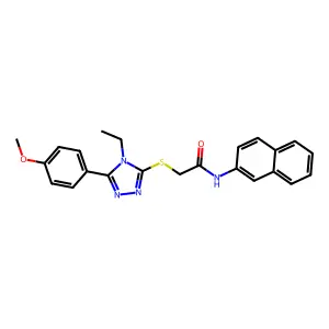 2-[[4-ethyl-5-(4-methoxyphenyl)-1,2,4-triazol-3-yl]sulfanyl]-N-naphthalen-2-ylacetamide structure