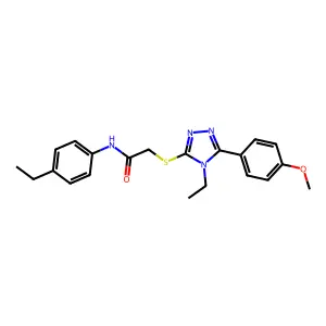 2-[4-ethyl-5-(4-methoxyphenyl)(1,2,4-triazol-3-ylthio)]-N-(4-ethylphenyl)aceta mide structure