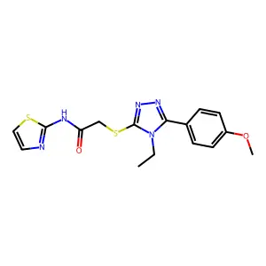 2-{[4-ethyl-5-(4-methoxyphenyl)-4H-1,2,4-triazol-3-yl]sulfanyl}-N-(1,3-thiazol-2-yl)acetamide structure