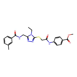 methyl 4-[({[4-ethyl-5-({[(3-methylphenyl)carbonyl]amino}methyl)-4H-1,2,4-triazol-3-yl]sulfanyl}acetyl)amino]benzoate structure