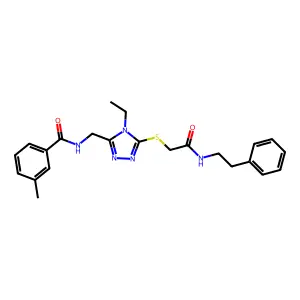 N-{[4-ethyl-5-({2-oxo-2-[(2-phenylethyl)amino]ethyl}sulfanyl)-4H-1,2,4-triazol-3-yl]methyl}-3-methylbenzamide structure