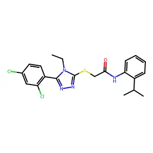 2-[[5-(2,4-dichlorophenyl)-4-ethyl-1,2,4-triazol-3-yl]sulfanyl]-N-(2-propan-2-ylphenyl)acetamide structure
