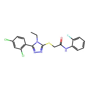 2-[[5-(2,4-dichlorophenyl)-4-ethyl-1,2,4-triazol-3-yl]sulfanyl]-N-(2-fluorophenyl)acetamide structure
