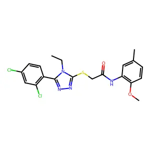 2-[[5-(2,4-dichlorophenyl)-4-ethyl-1,2,4-triazol-3-yl]sulfanyl]-N-(2-methoxy-5-methylphenyl)acetamide structure