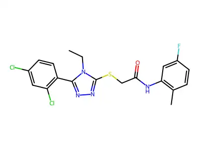 2-[[5-(2,4-dichlorophenyl)-4-ethyl-1,2,4-triazol-3-yl]sulfanyl]-N-(5-fluoro-2-methylphenyl)acetamide structure