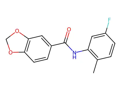 N-(5-fluoro-2-methylphenyl)-1,3-benzodioxole-5-carboxamide structure