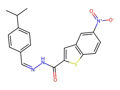 5-nitro-N-[(4-propan-2-ylphenyl)methylideneamino]-1-benzothiophene-2-carboxamide structure