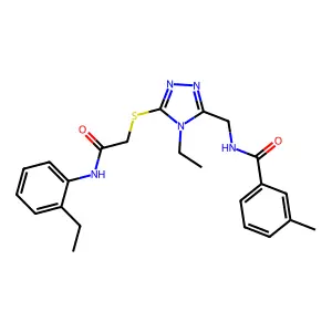 N-[[4-ethyl-5-[2-(2-ethylanilino)-2-oxoethyl]sulfanyl-1,2,4-triazol-3-yl]methyl]-3-methylbenzamide structure
