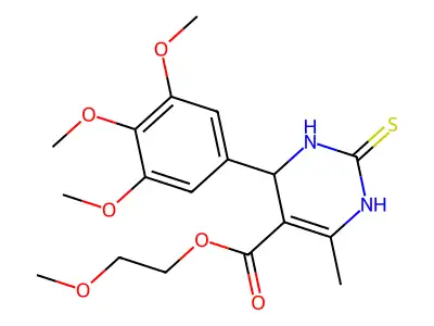 2-methoxyethyl 4-methyl-2-sulfanyl-6-(3,4,5-trimethoxyphenyl)-1,6-dihydropyrimidine-5-carboxylate structure