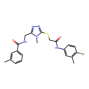 N-[[5-[2-(4-bromo-3-methylanilino)-2-oxoethyl]sulfanyl-4-methyl-1,2,4-triazol-3-yl]methyl]-3-methylbenzamide structure