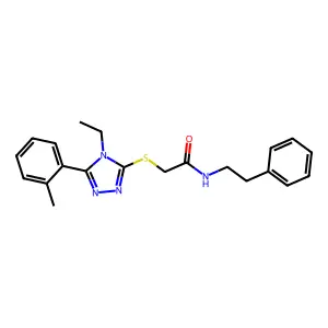 2-{[4-ethyl-5-(2-methylphenyl)-4H-1,2,4-triazol-3-yl]sulfanyl}-N-(2-phenylethyl)acetamide structure
