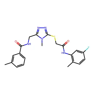 N-[[5-[2-(5-fluoro-2-methylanilino)-2-oxoethyl]sulfanyl-4-methyl-1,2,4-triazol-3-yl]methyl]-3-methylbenzamide structure