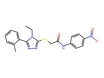 2-[[4-ethyl-5-(2-methylphenyl)-1,2,4-triazol-3-yl]sulfanyl]-N-(4-nitrophenyl)acetamide structure