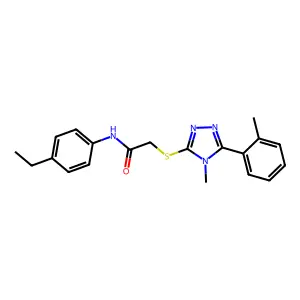 N-(4-ethylphenyl)-2-[[4-methyl-5-(2-methylphenyl)-1,2,4-triazol-3-yl]sulfanyl]acetamide structure