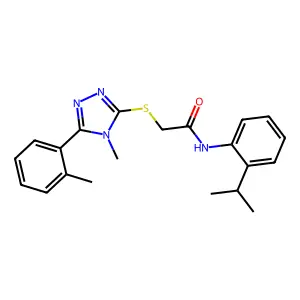 2-[[4-methyl-5-(2-methylphenyl)-1,2,4-triazol-3-yl]sulfanyl]-N-(2-propan-2-ylphenyl)acetamide structure