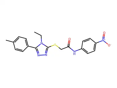 2-[[4-ethyl-5-(4-methylphenyl)-1,2,4-triazol-3-yl]sulfanyl]-N-(4-nitrophenyl)acetamide structure