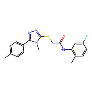 N-(5-fluoro-2-methylphenyl)-2-[[4-methyl-5-(4-methylphenyl)-1,2,4-triazol-3-yl]sulfanyl]acetamide structure