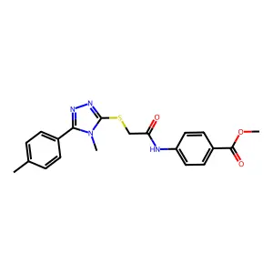 methyl 4-(2-((4-methyl-5-(p-tolyl)-4H-1,2,4-triazol-3-yl)thio)acetamido)benzoate structure