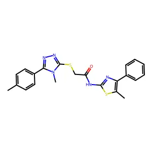 2-{[4-methyl-5-(4-methylphenyl)-4H-1,2,4-triazol-3-yl]sulfanyl}-N-(5-methyl-4-phenyl-1,3-thiazol-2-yl)acetamide structure