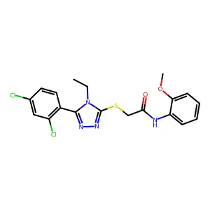 2-[[5-(2,4-dichlorophenyl)-4-ethyl-1,2,4-triazol-3-yl]sulfanyl]-N-(2-methoxyphenyl)acetamide structure