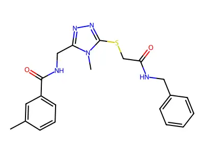 N-[(5-{[2-(benzylamino)-2-oxoethyl]sulfanyl}-4-methyl-4H-1,2,4-triazol-3-yl)methyl]-3-methylbenzamide structure