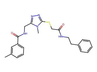 3-methyl-N-{[4-methyl-5-({2-oxo-2-[(2-phenylethyl)amino]ethyl}sulfanyl)-4H-1,2,4-triazol-3-yl]methyl}benzamide structure