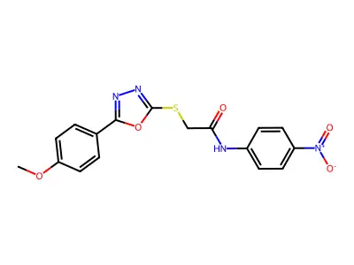 2-[[5-(4-methoxyphenyl)-1,3,4-oxadiazol-2-yl]sulfanyl]-N-(4-nitrophenyl)acetamide structure