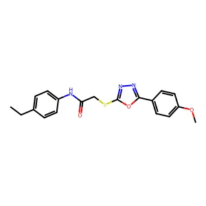 N-(4-ethylphenyl)-2-{[5-(4-methoxyphenyl)-1,3,4-oxadiazol-2-yl]sulfanyl}acetamide structure