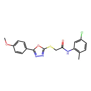 N-(5-chloro-2-methylphenyl)-2-{[5-(4-methoxyphenyl)-1,3,4-oxadiazol-2-yl]sulfanyl}acetamide structure
