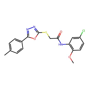 N-(5-chloro-2-methoxyphenyl)-2-[[5-(4-methylphenyl)-1,3,4-oxadiazol-2-yl]sulfanyl]acetamide structure