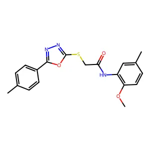 N-(2-methoxy-5-methylphenyl)-2-[[5-(4-methylphenyl)-1,3,4-oxadiazol-2-yl]sulfanyl]acetamide structure