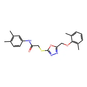 2-({5-[(2,6-dimethylphenoxy)methyl]-1,3,4-oxadiazol-2-yl}sulfanyl)-N-(3,4-dimethylphenyl)acetamide structure