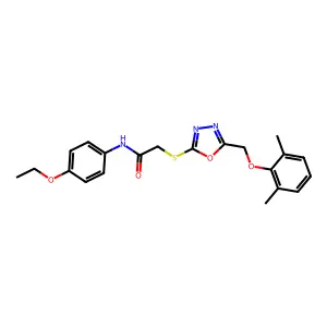 2-({5-[(2,6-dimethylphenoxy)methyl]-1,3,4-oxadiazol-2-yl}sulfanyl)-N-(4-ethoxyphenyl)acetamide structure