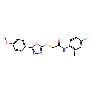 N-(4-chloro-2-methylphenyl)-2-{[5-(4-methoxyphenyl)-1,3,4-oxadiazol-2-yl]sulfanyl}acetamide structure