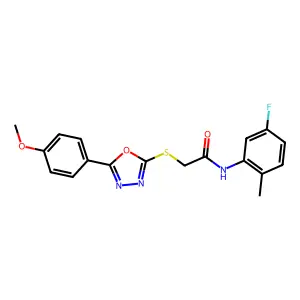 N-(5-fluoro-2-methylphenyl)-2-[[5-(4-methoxyphenyl)-1,3,4-oxadiazol-2-yl]sulfanyl]acetamide structure