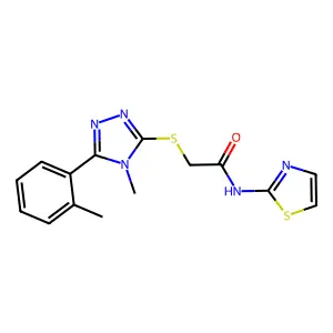 2-{[4-methyl-5-(2-methylphenyl)-4H-1,2,4-triazol-3-yl]sulfanyl}-N-(1,3-thiazol-2-yl)acetamide structure