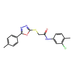 N-(3-chloro-4-methylphenyl)-2-[[5-(4-methylphenyl)-1,3,4-oxadiazol-2-yl]sulfanyl]acetamide structure