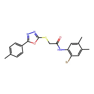 N-(2-bromo-4,5-dimethylphenyl)-2-[[5-(4-methylphenyl)-1,3,4-oxadiazol-2-yl]sulfanyl]acetamide structure