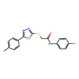 N-(4-iodophenyl)-2-[[5-(4-methylphenyl)-1,3,4-oxadiazol-2-yl]sulfanyl]acetamide structure