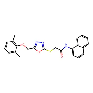 2-({5-[(2,6-dimethylphenoxy)methyl]-1,3,4-oxadiazol-2-yl}sulfanyl)-N-(naphthalen-1-yl)acetamide structure